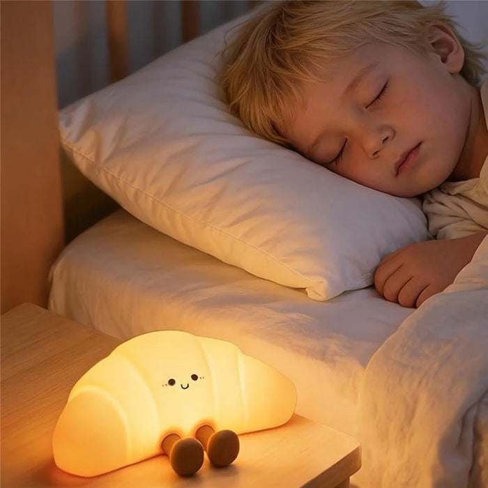 XJA089 Cartoon Croissant Shape Silicone Night Light Colorful RGB Touch Control LED Bedside Night Lamp for Bedroom - 5