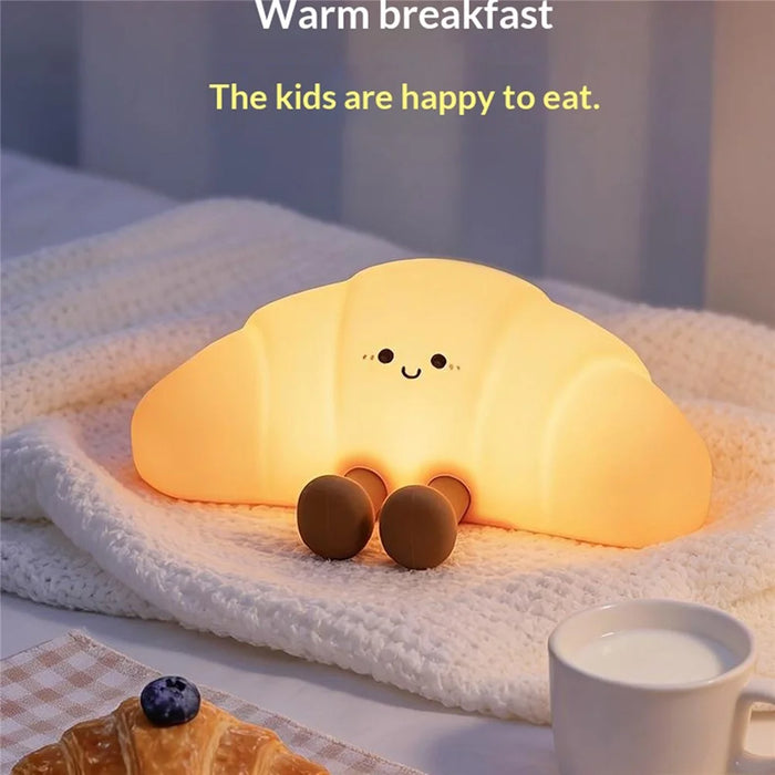 XJA089 Cartoon Croissant Shape Silicone Night Light Colorful RGB Touch Control LED Bedside Night Lamp for Bedroom - 6
