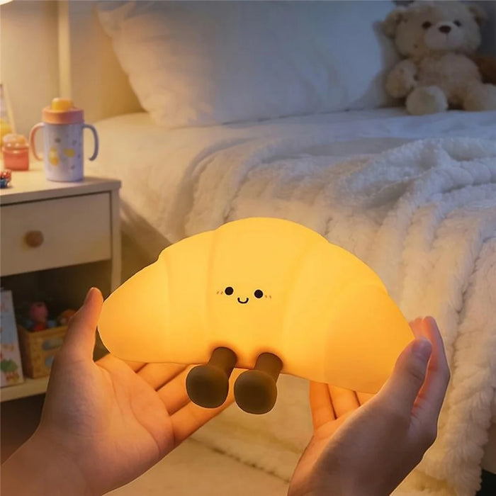 XJA089 Cartoon Croissant Shape Silicone Night Light Colorful RGB Touch Control LED Bedside Night Lamp for Bedroom - 7