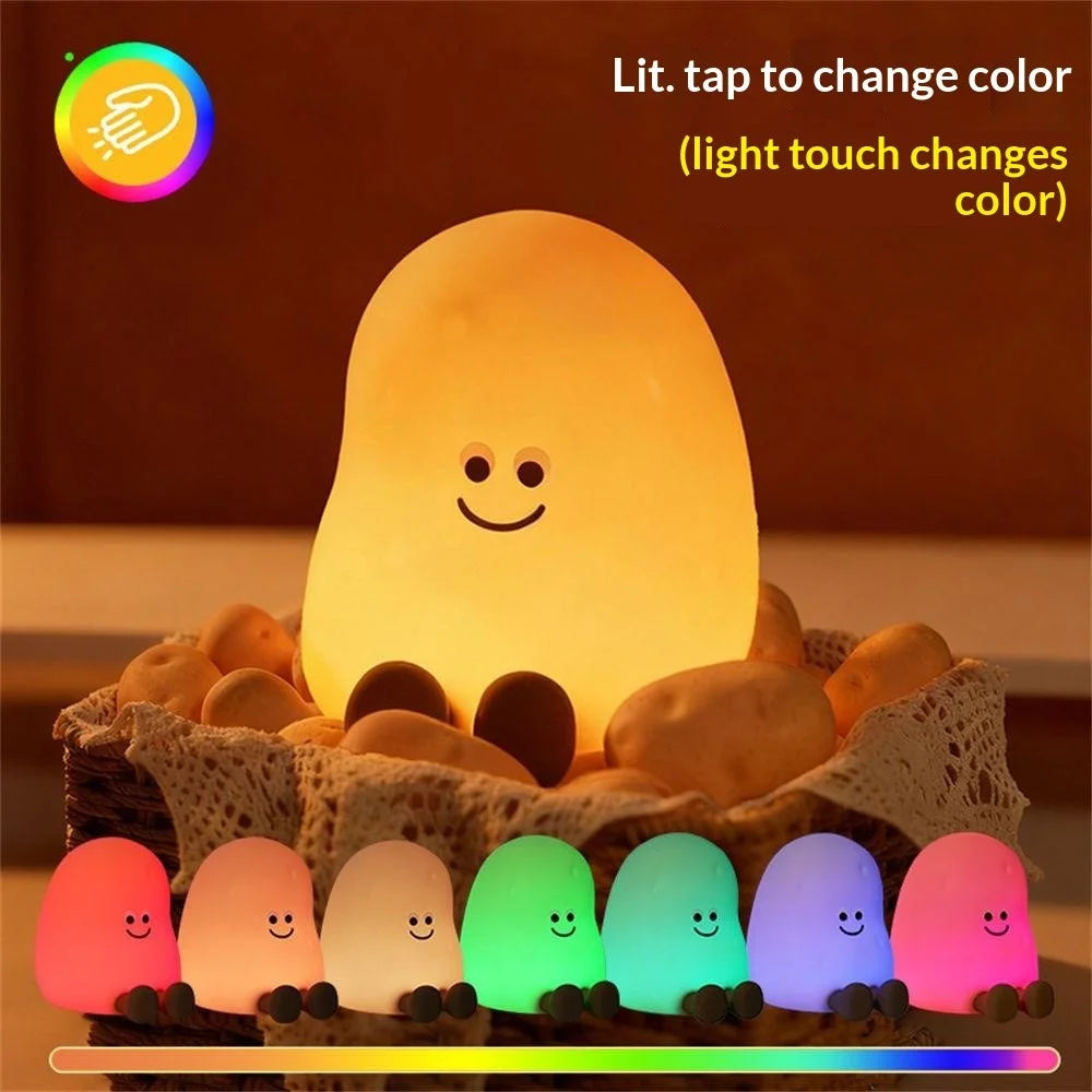 JXJA090 7-Color Lighting Potato-Shaped Sleep Lamp Touch Control 1200mAh Rechargeable LED Night Light for Bedroom - 2