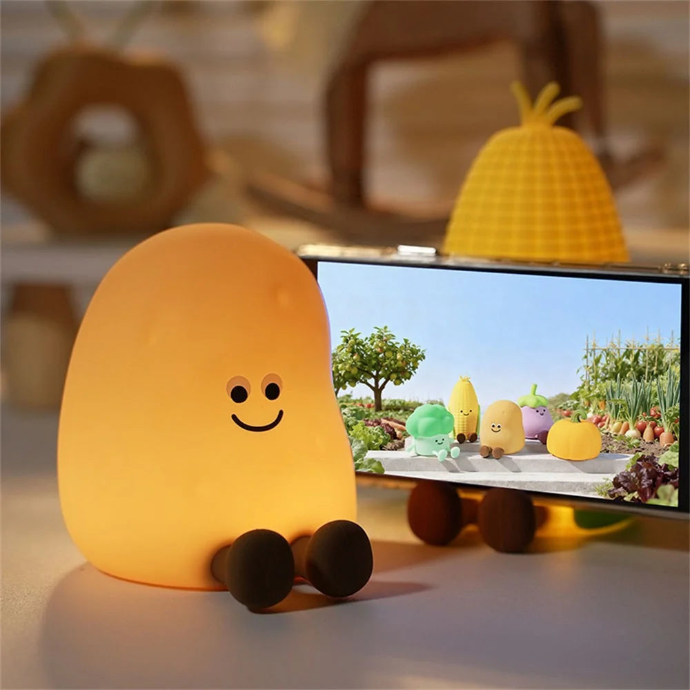 JXJA090 7-Color Lighting Potato-Shaped Sleep Lamp Touch Control 1200mAh Rechargeable LED Night Light for Bedroom - 3