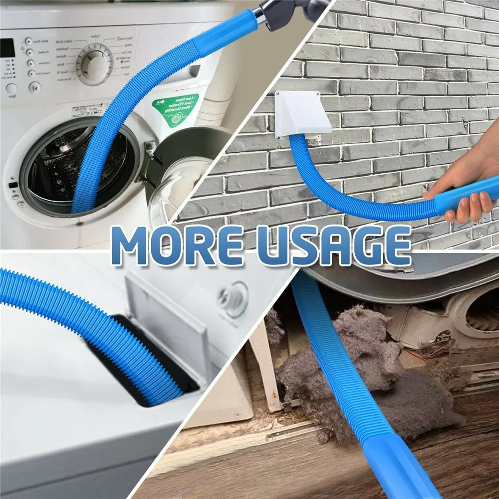 Dryer Vent Duct Cleaning Kit Vacuum Hose Attachment Flexible Hose Brush Set for Lint Removal - Blue+Brush - 3