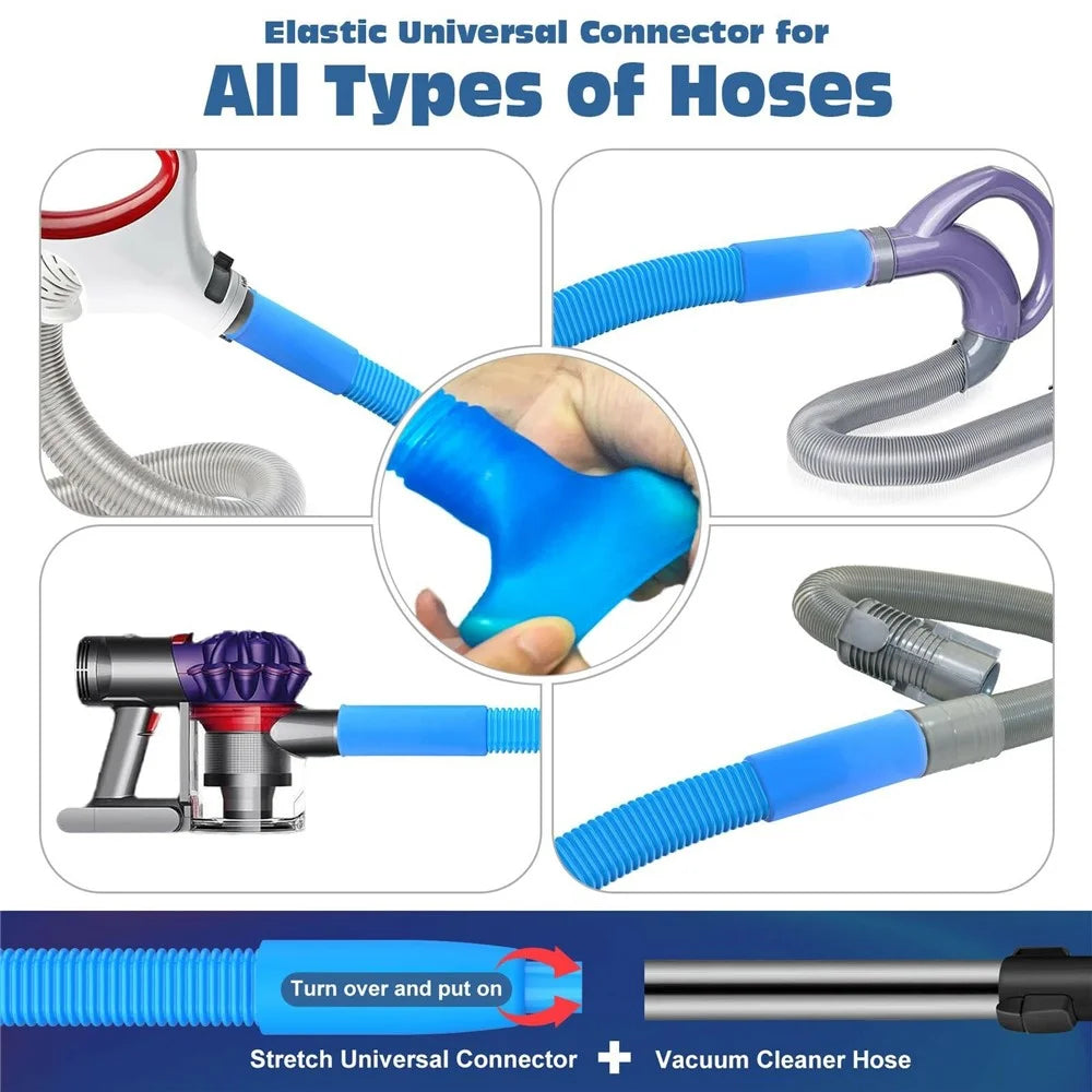 Dryer Vent Duct Cleaning Kit Vacuum Hose Attachment Flexible Hose Brush Set for Lint Removal - Blue+Brush - 4