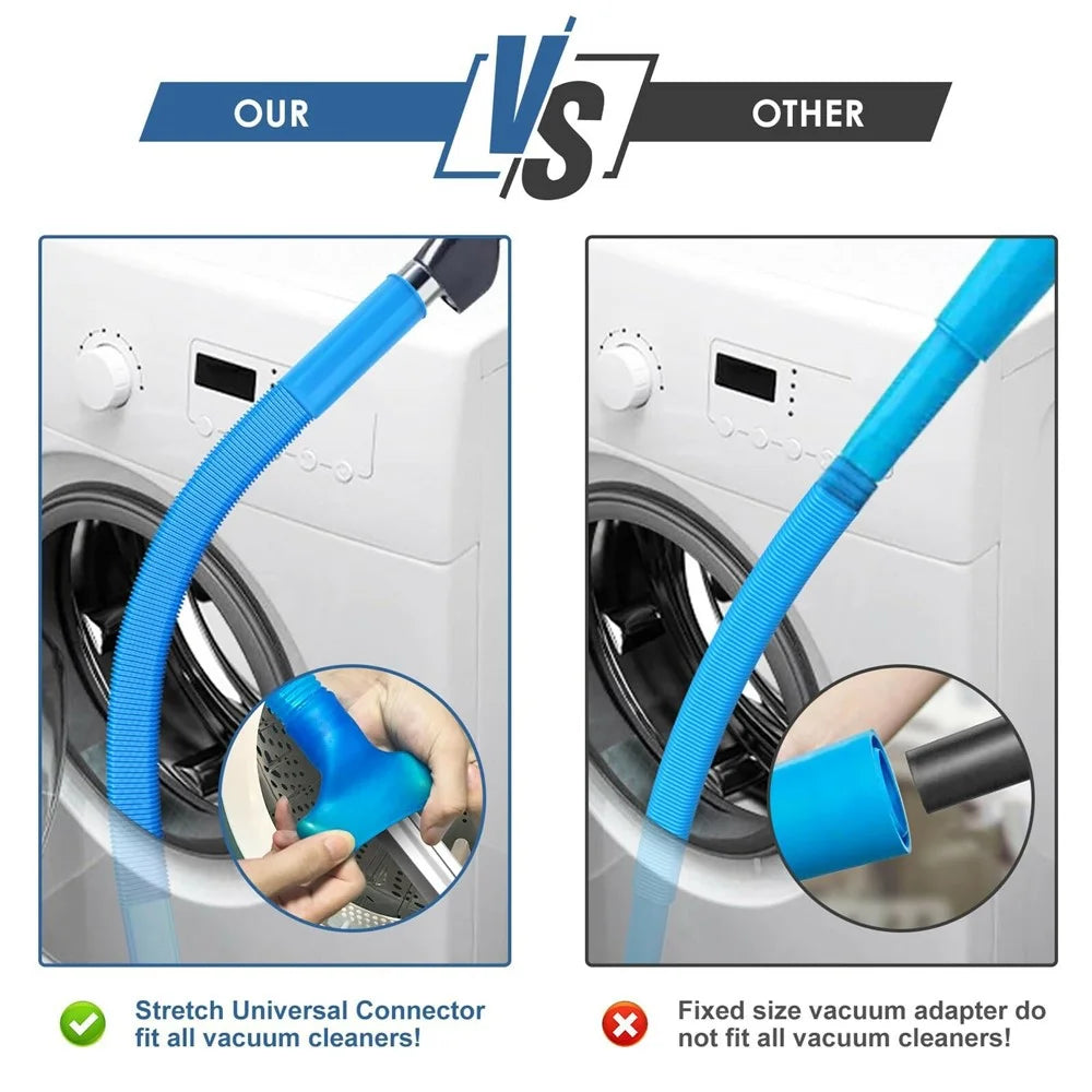 Dryer Vent Duct Cleaning Kit Vacuum Hose Attachment Flexible Hose Brush Set for Lint Removal - Blue+Brush - 5