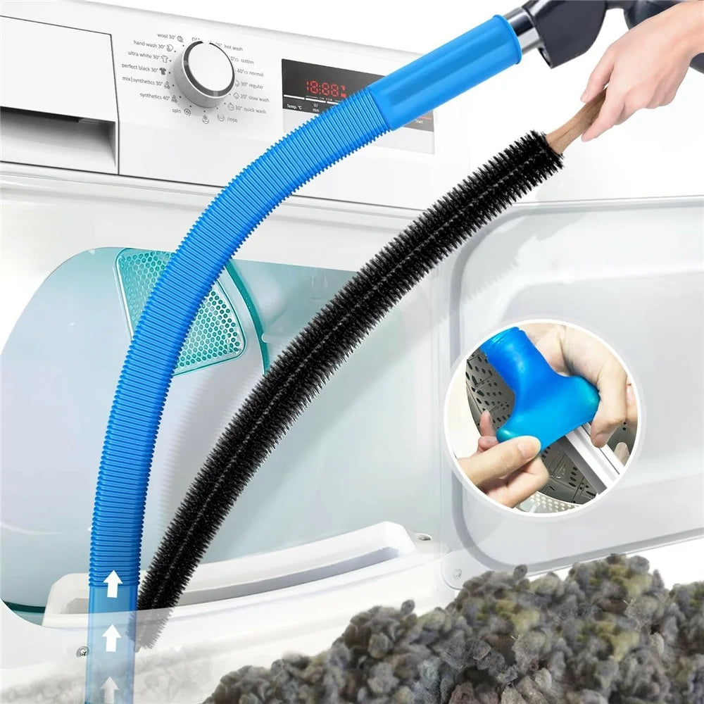 Dryer Vent Duct Cleaning Kit Vacuum Hose Attachment Flexible Hose Brush Set for Lint Removal - Blue+Brush - 6