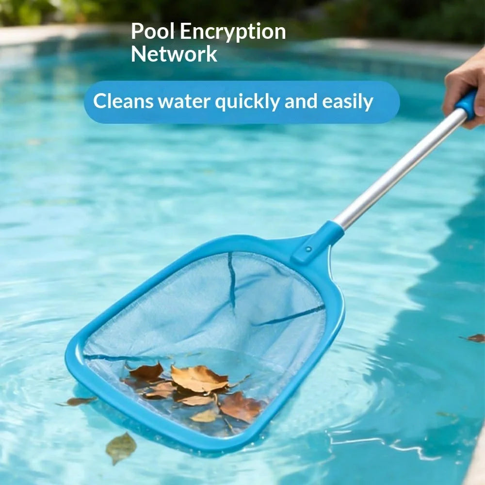 Swimming Pool Skimmer Net 65.7x27cm Fine Mesh Cleaning Tool Aluminum Handle for Leaves, Bugs, Debris - 2