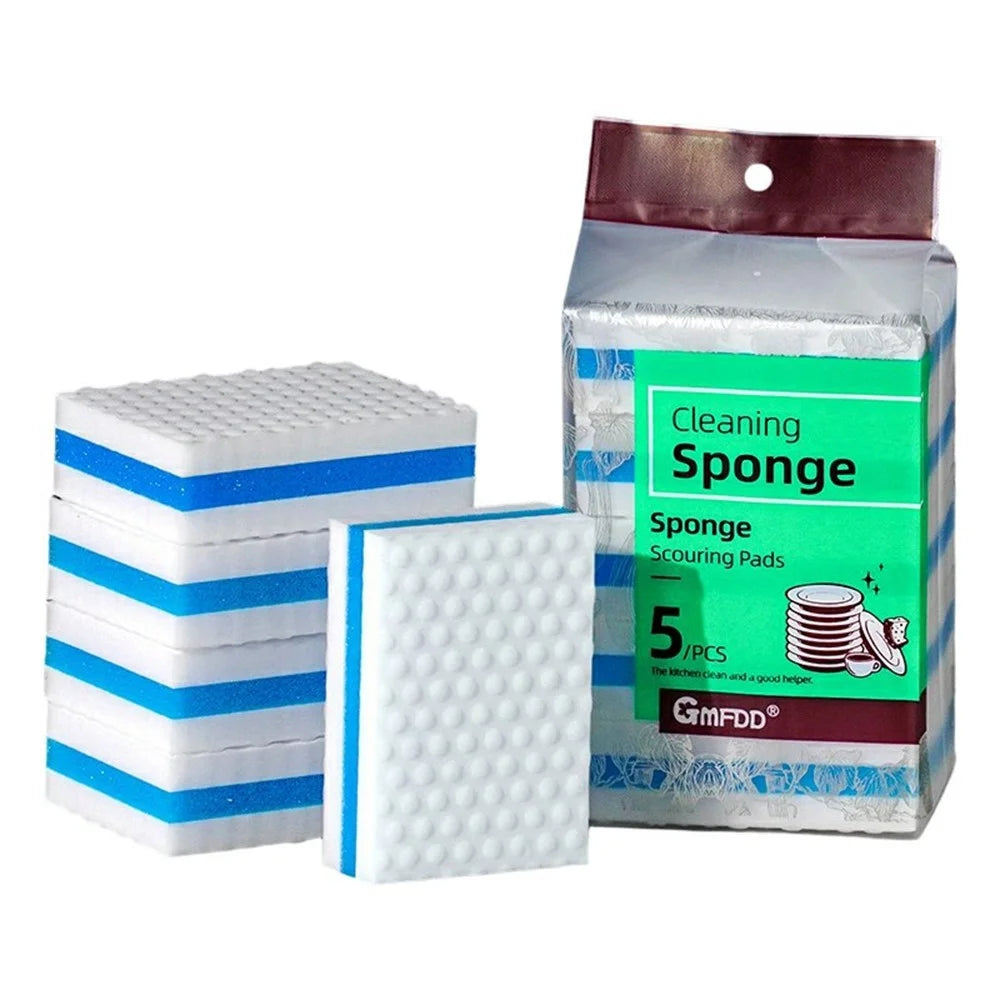 5Pcs Nano Sponge Scouring Pads Dual-Layer Cleaning Magic Melamine Foam for Kitchen Bathroom - 1