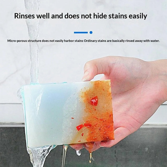 5Pcs Nano Sponge Scouring Pads Dual-Layer Cleaning Magic Melamine Foam for Kitchen Bathroom - 4