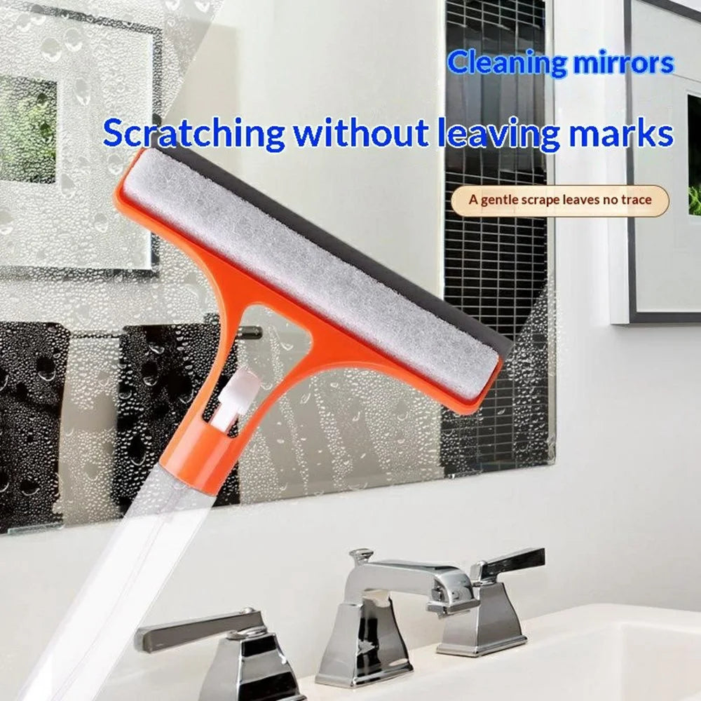3-in-1 Glass Cleaner Squeegee Built-in Spray Bottle Sponge Wiper Window Mirror Car Cleaner - Orange - 4
