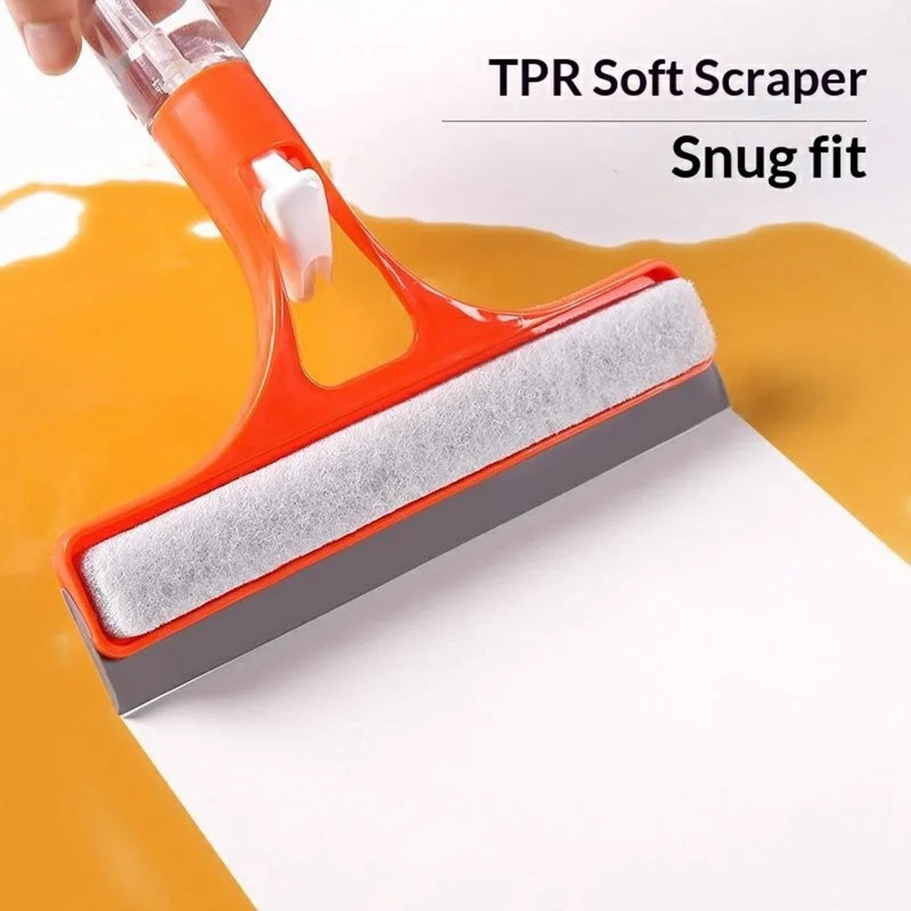 3-in-1 Glass Cleaner Squeegee Built-in Spray Bottle Sponge Wiper Window Mirror Car Cleaner - Orange - 5