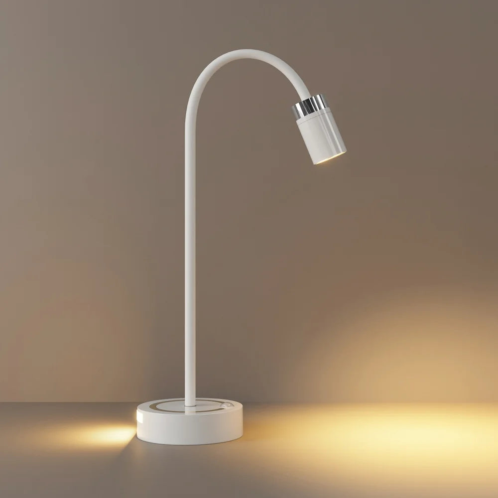 TWL003 Flexible Arm Touch Control LED Desktop Night Light Motion Sensor Rechargeable Wall Lamp for Bedroom Hotel - White - 1