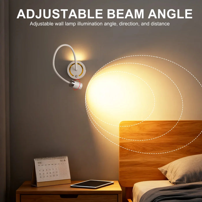 TWL003 Flexible Arm Touch Control LED Desktop Night Light Motion Sensor Rechargeable Wall Lamp for Bedroom Hotel - White - 5