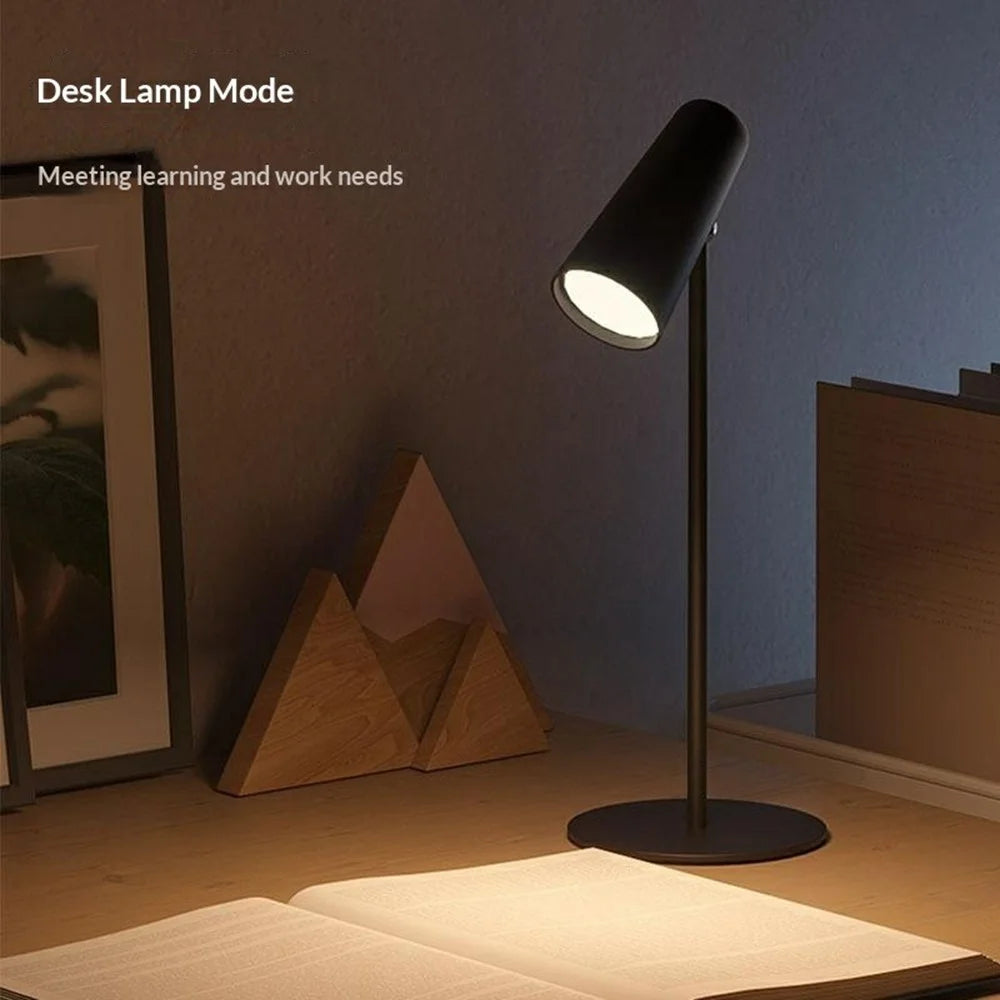 Multifunctional LED Eye Protection Rechargeable Magnetic Desk Lamp 3-Color Temperature Dimmable Reading Night Light - Black - 4