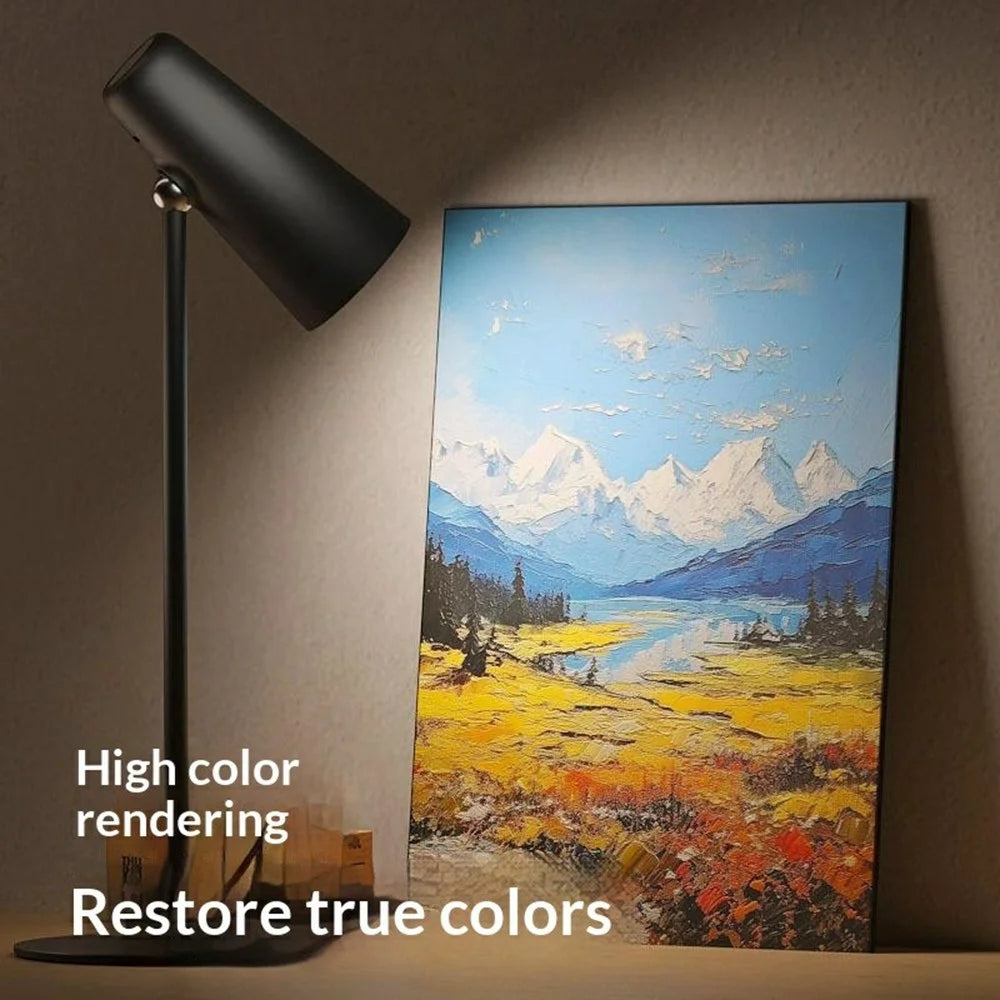 Multifunctional LED Eye Protection Rechargeable Magnetic Desk Lamp 3-Color Temperature Dimmable Reading Night Light - Black - 5