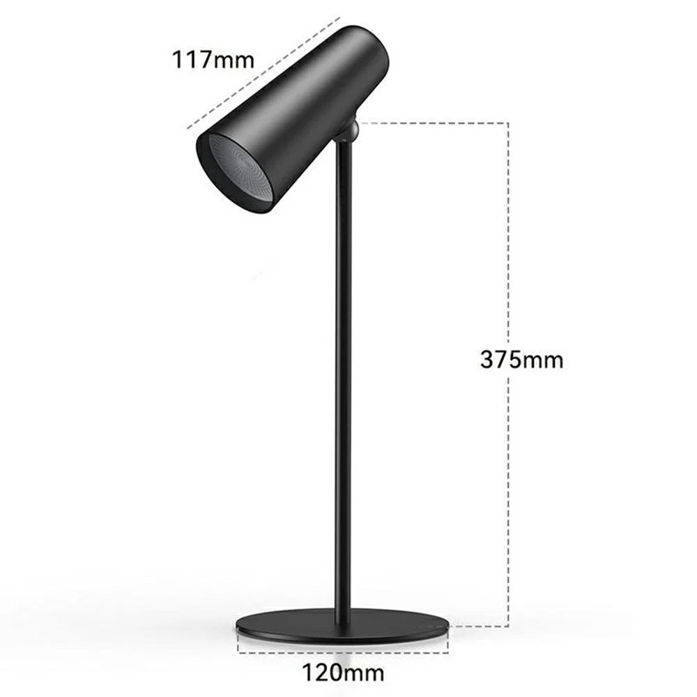 Multifunctional LED Eye Protection Rechargeable Magnetic Desk Lamp 3-Color Temperature Dimmable Reading Night Light - Black - 6
