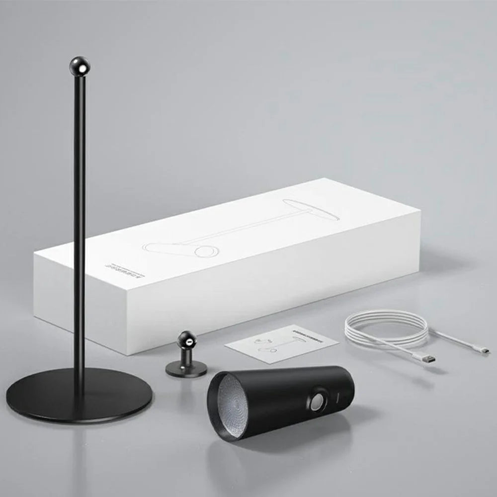 Multifunctional LED Eye Protection Rechargeable Magnetic Desk Lamp 3-Color Temperature Dimmable Reading Night Light - Black - 7