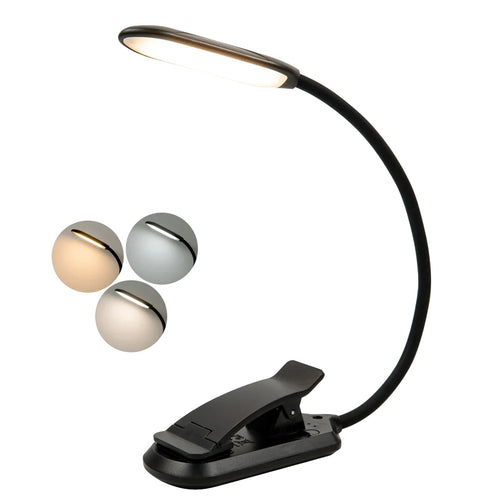 HL-TJ8010A-18 3W Clip-on LED Reading Lamp Eye Protection 3 Color Modes Dimmable Study Light - Black - 1