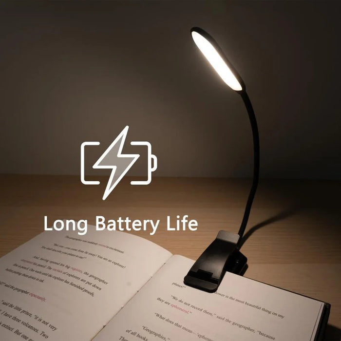 HL-TJ8010A-18 3W Clip-on LED Reading Lamp Eye Protection 3 Color Modes Dimmable Study Light - Black - 3