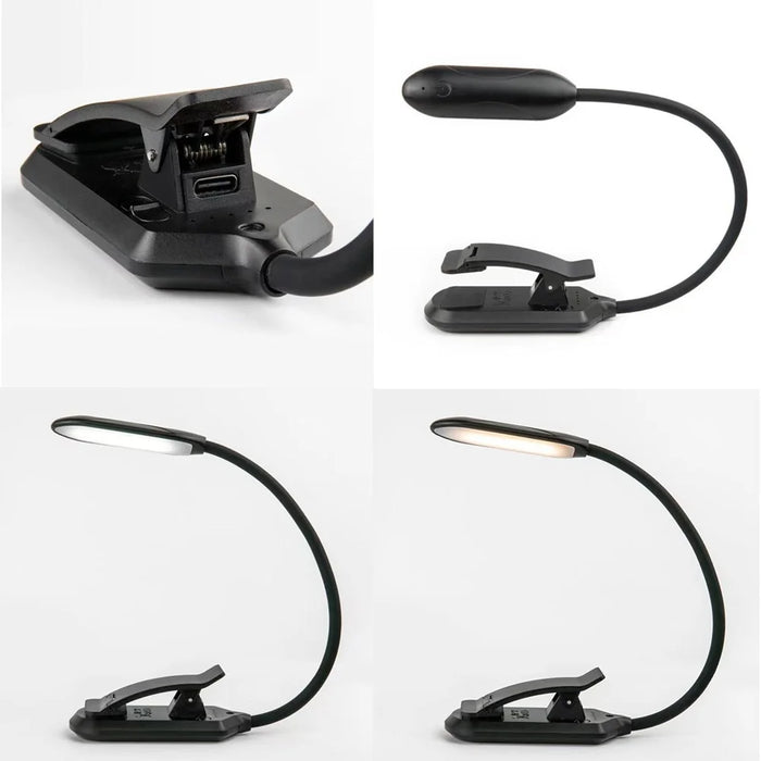 HL-TJ8010A-18 3W Clip-on LED Reading Lamp Eye Protection 3 Color Modes Dimmable Study Light - Black - 7