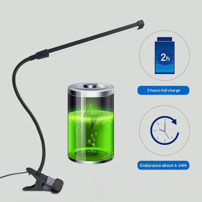 HL-TJ8010A1 USB Powered Clip On Desk Lamp 3 Color Temperature Adjustable LED Eye Caring Reading Light - Gold - 2