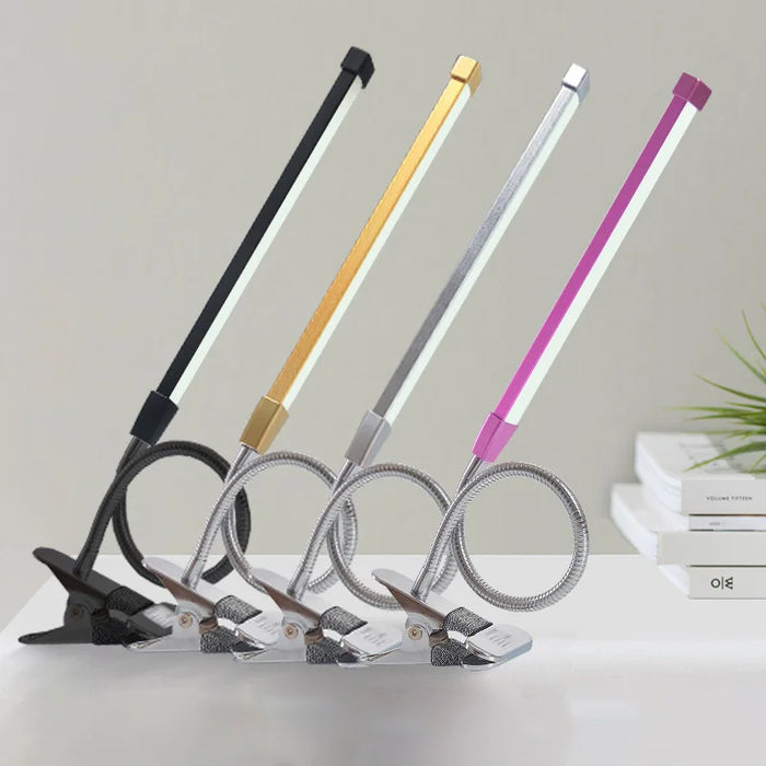 HL-TJ8010A1 USB Powered Clip On Desk Lamp 3 Color Temperature Adjustable LED Eye Caring Reading Light - Gold - 5