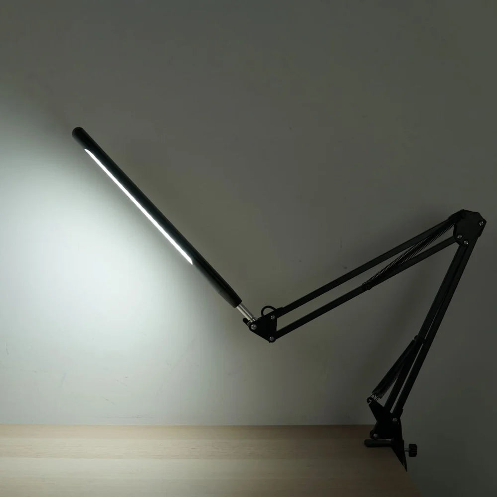HL-TJ8010A-13 USB Powered Clip On Desk Lamp 3 Color Modes 10 Levels Dimming Eye Care LED Table Light - Rocker Arm/Black - 4