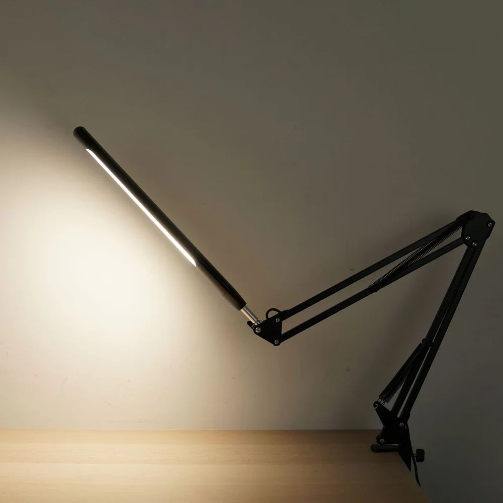 HL-TJ8010A-13 USB Powered Clip On Desk Lamp 3 Color Modes 10 Levels Dimming Eye Care LED Table Light - Rocker Arm/Black - 5
