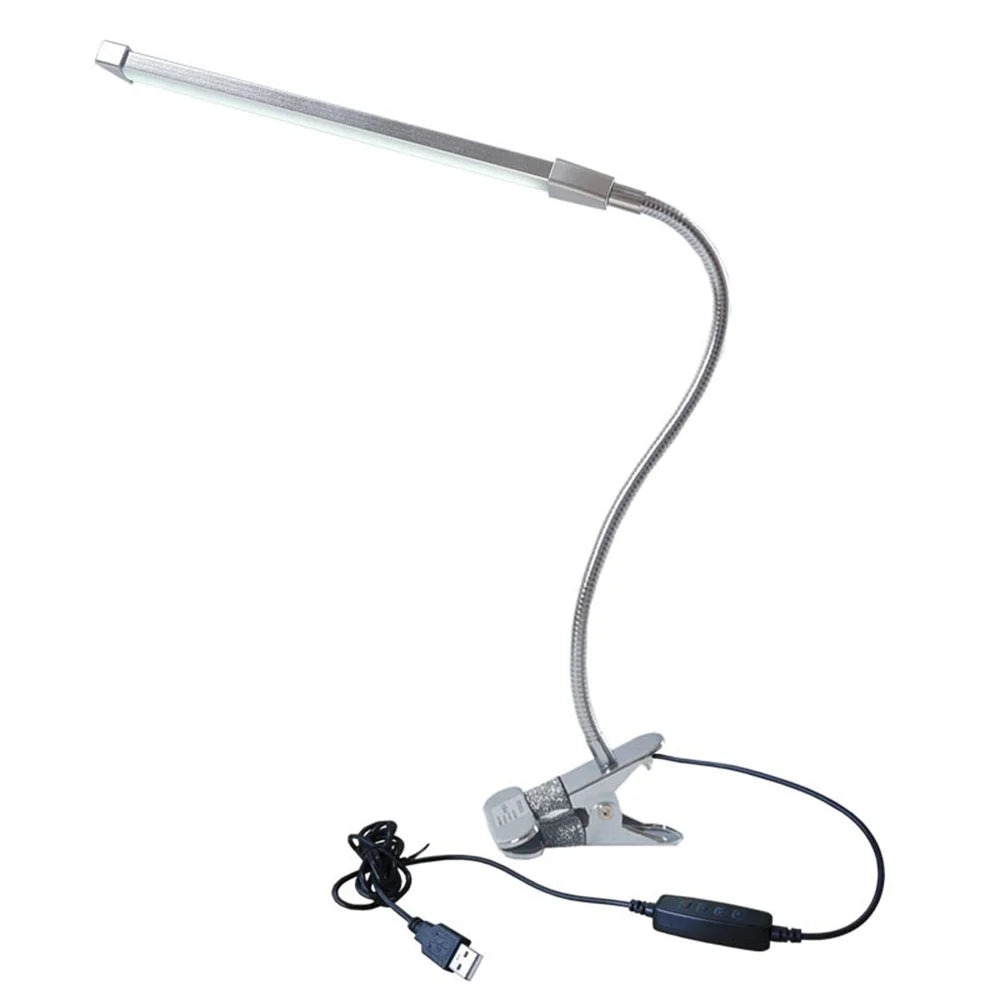 HL-TJ8010A USB Clip-on Desk Lamp 3 Color Temperature 10-Level Dimming LED Eye Care Reading Light for Study Bedroom - Silver - 1