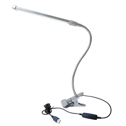 HL-TJ8010A USB Clip-on Desk Lamp 3 Color Temperature 10-Level Dimming LED Eye Care Reading Light for Study Bedroom - Silver - 1