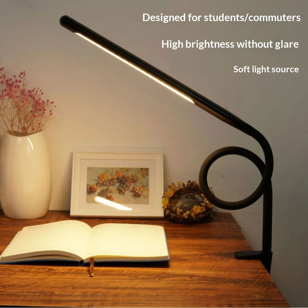 HL-TJ8010A-15 USB Clip LED Desk Lamp 10 Dimming Levels Eye Care Reading Light for Study Bedroom Bedside - Black - 2