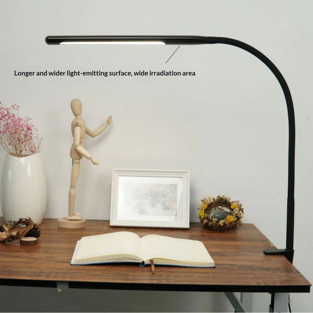 HL-TJ8010A-15 USB Clip LED Desk Lamp 10 Dimming Levels Eye Care Reading Light for Study Bedroom Bedside - Black - 4