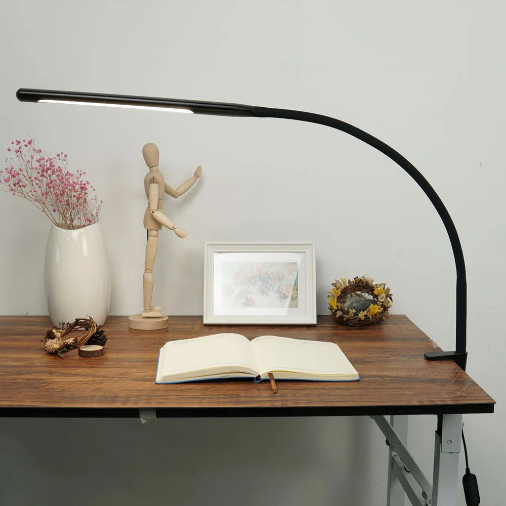 HL-TJ8010A-15 USB Clip LED Desk Lamp 10 Dimming Levels Eye Care Reading Light for Study Bedroom Bedside - Black - 6