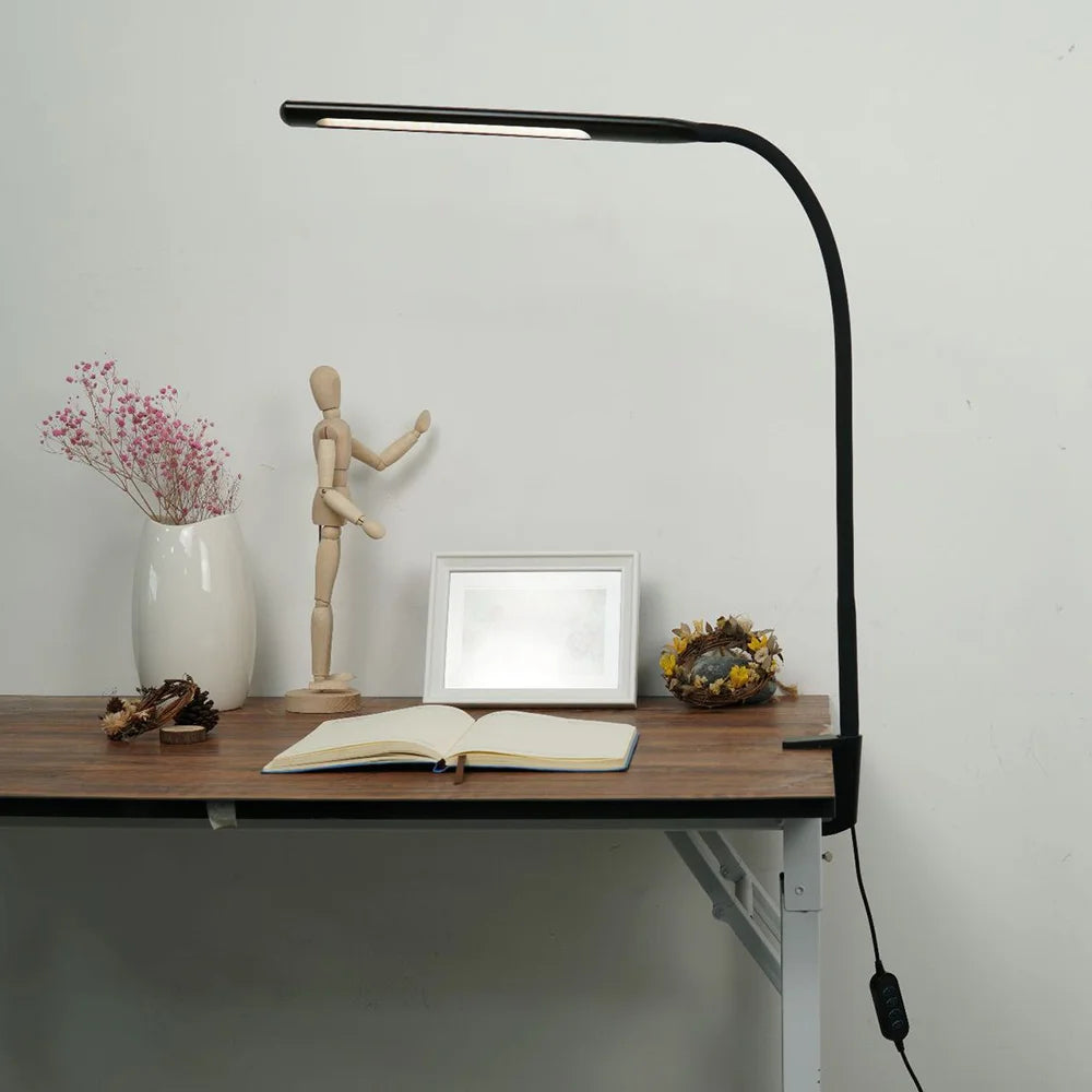 HL-TJ8010A-15 USB Clip LED Desk Lamp 10 Dimming Levels Eye Care Reading Light for Study Bedroom Bedside - Black - 7