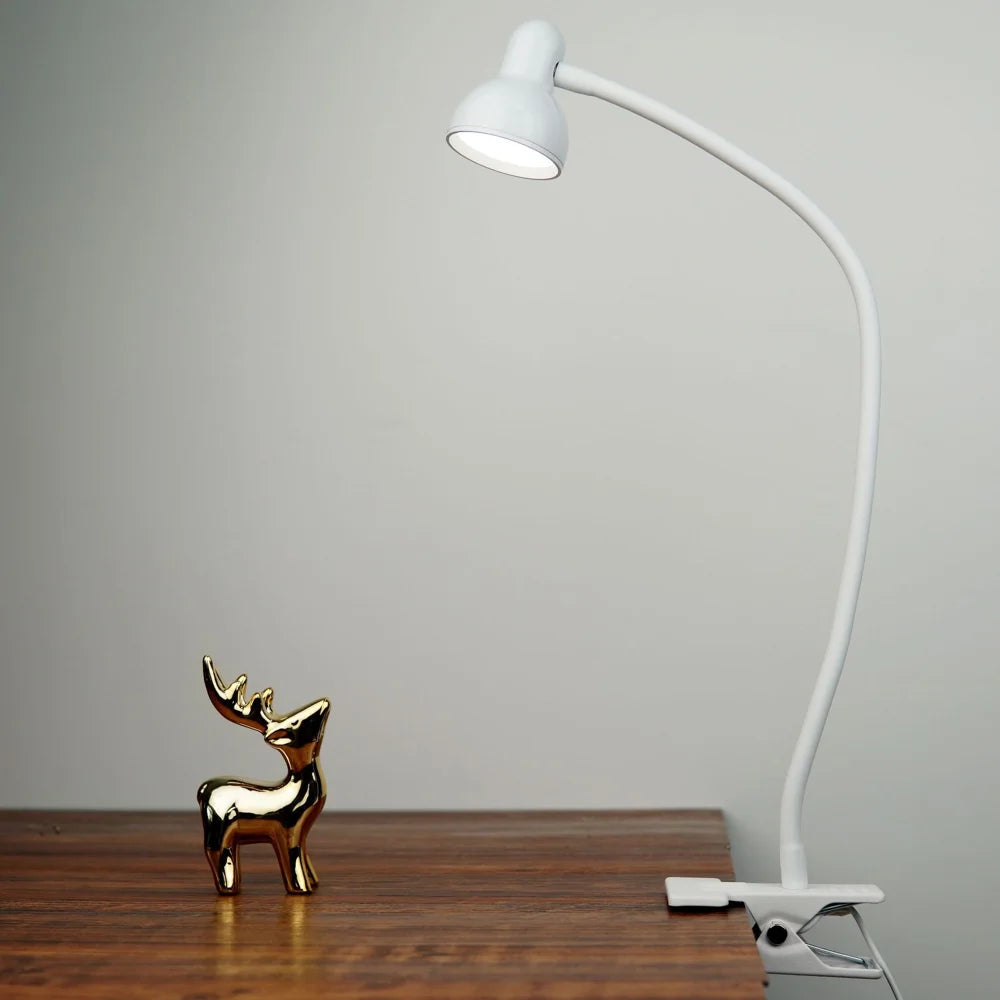 HL-TJ8010A-7 USB Clip Desk Lamp Flexible Arm LED Reading Light 3 Color Temperature 10-Level Dimming for Bedroom Study - White - 4