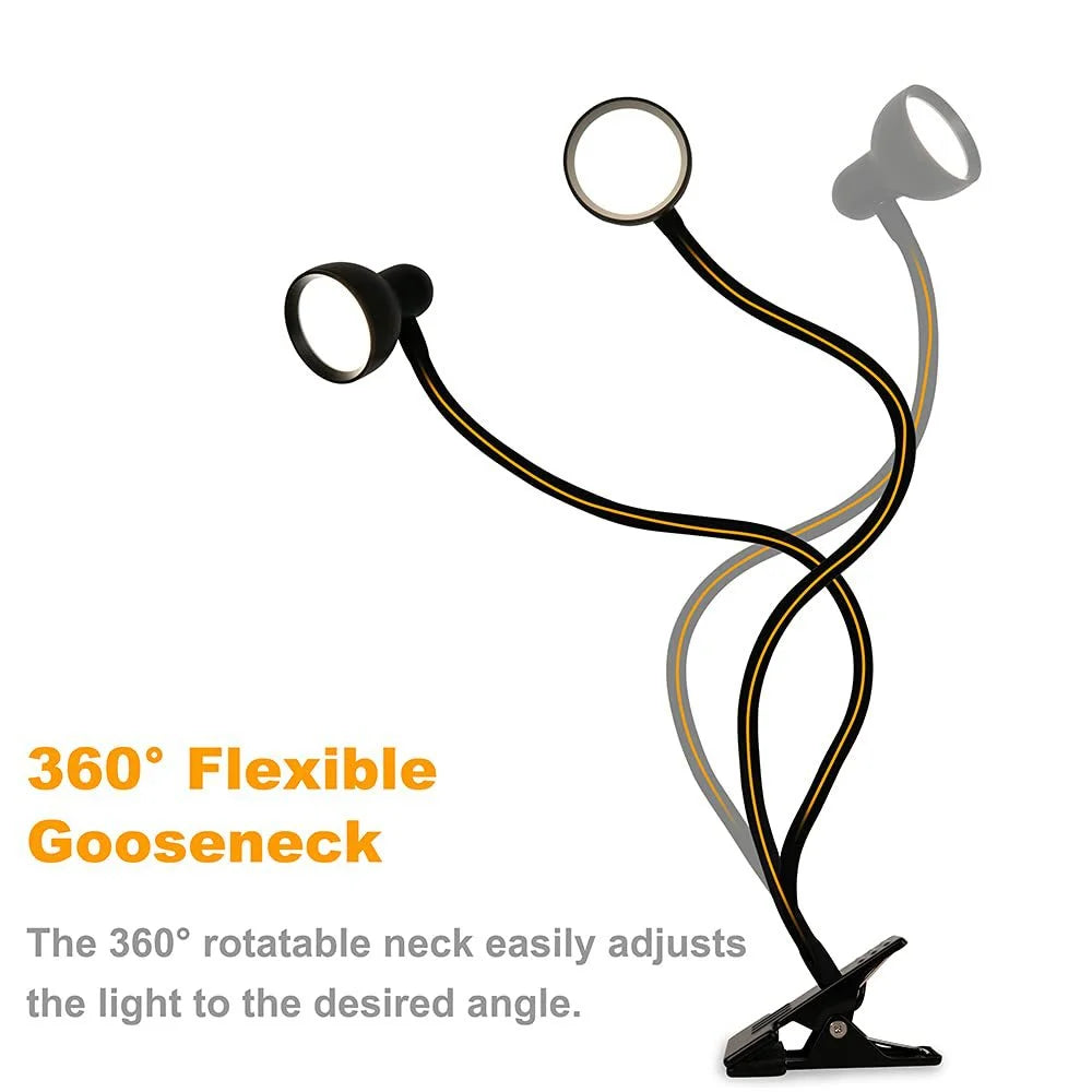 HL-TJ8010A-7 USB Clip Desk Lamp Flexible Arm LED Reading Light 3 Color Temperature 10-Level Dimming for Bedroom Study - White - 7