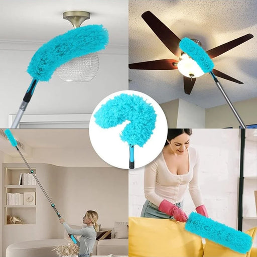 EXTENTOOL 3Pcs Dusting Kit with 3.6m Telescopic Aluminum Alloy Pole Microfiber Chenille Duster Spider Web Brush Cleaning Tool for High Ceiling - 2