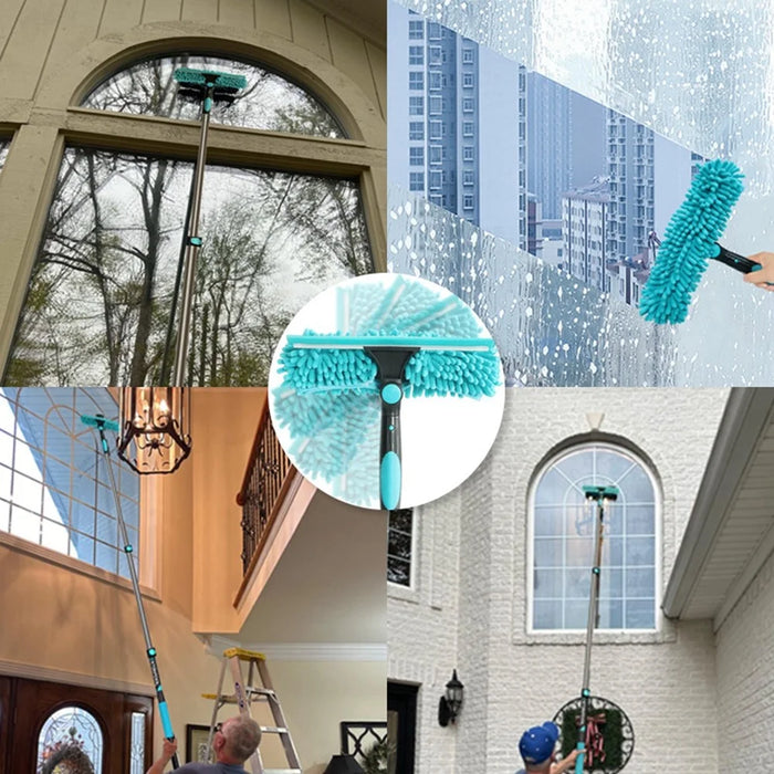 EXTENTOOL 3Pcs Dusting Kit with 3.6m Telescopic Aluminum Alloy Pole Microfiber Chenille Duster Spider Web Brush Cleaning Tool for High Ceiling - 4
