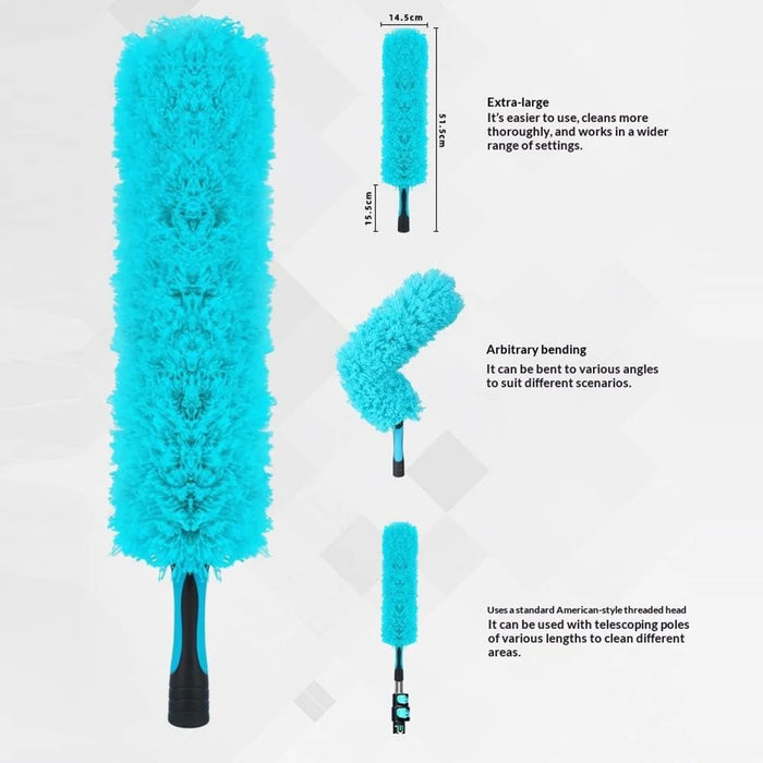 EXTENTOOL 3Pcs Dusting Kit with 3.6m Telescopic Aluminum Alloy Pole Microfiber Chenille Duster Spider Web Brush Cleaning Tool for High Ceiling - 7