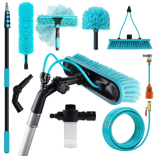 5-Section 4.8m Telescopic Aluminum Water-Fed Pole Kit Solar Panel Glass Wall Cleaning Tool Set - 1