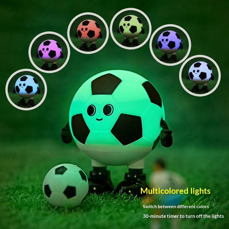 Football Boy RGB Night Light 3 Brightness Levels Rechargeable Touch Lamp for Bedroom - Black & White - 4