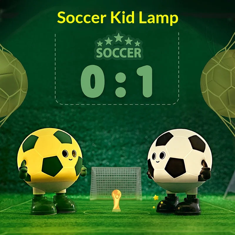 Football Boy RGB Night Light 3 Brightness Levels Rechargeable Touch Lamp for Bedroom - Black & White - 6