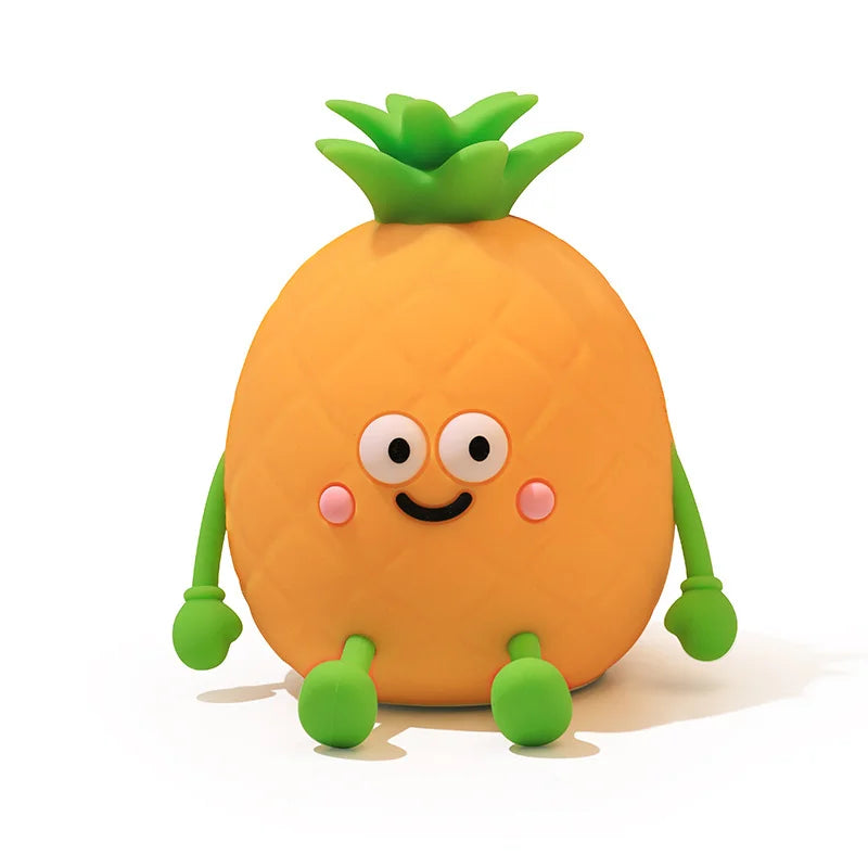 Pineapple Silicone Night Light RGB Color Changing Tap Lamp USB-C Rechargeable for Kids - Yellow - 1