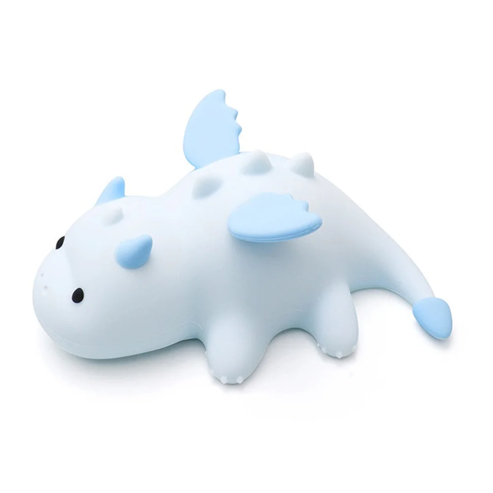Cute Dragon Night Light Silicone 7 Color RGB Magnetic LED Touch Lamp for Kids Bedroom - Blue - 1