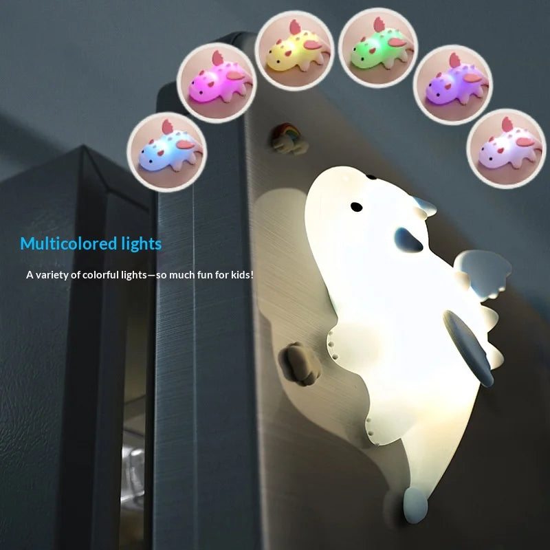 Cute Dragon Night Light Silicone 7 Color RGB Magnetic LED Touch Lamp for Kids Bedroom - Blue - 3