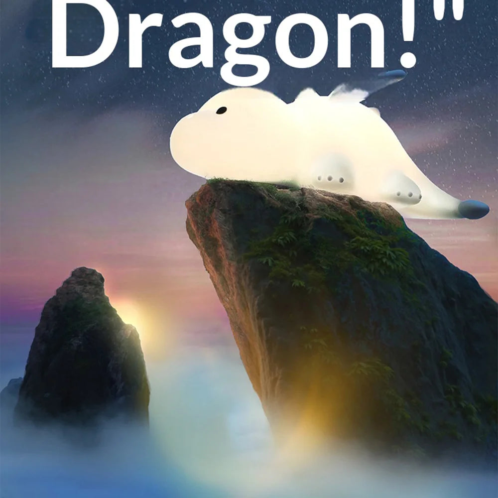 Cute Dragon Night Light Silicone 7 Color RGB Magnetic LED Touch Lamp for Kids Bedroom - Blue - 4