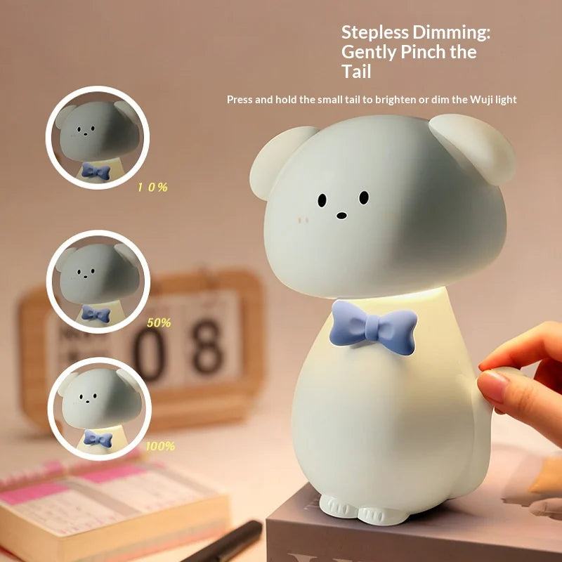 Cute Cartoon Dog Night Light USB Rechargeable Touch Dimming RGB Color Changing for Bedroom - 3