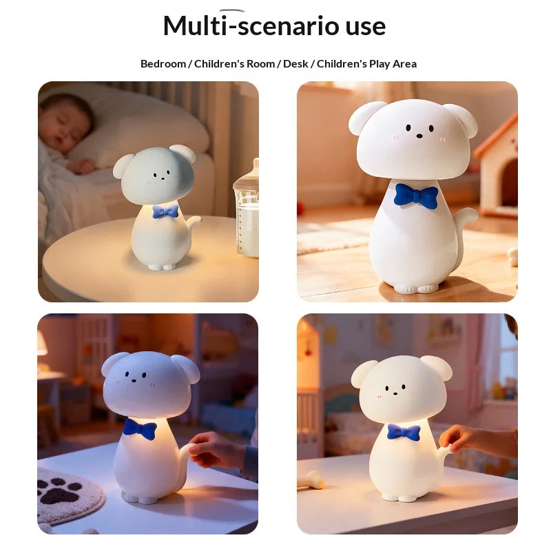 Cute Cartoon Dog Night Light USB Rechargeable Touch Dimming RGB Color Changing for Bedroom - 4