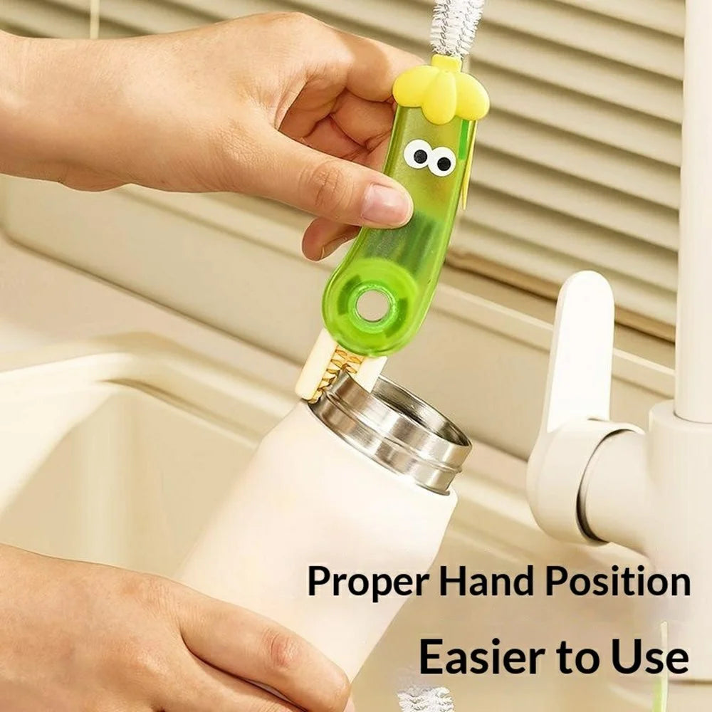 4-in-1 Cup Lid Brush Multifunctional Portable Crevice Cleaning Tool for Bottle Caps and Nipples - Green - 5