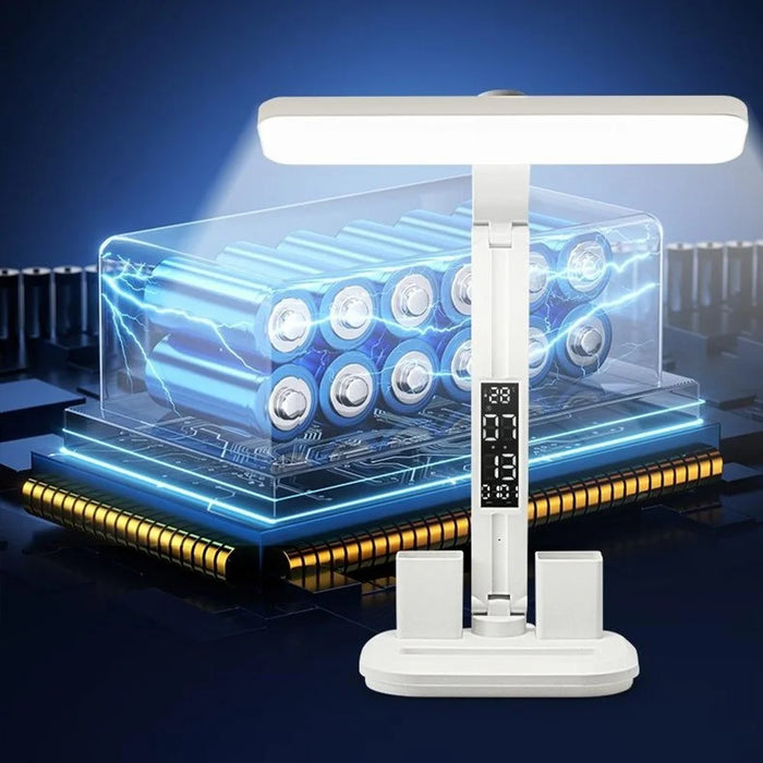 Smart LED Display Desk Lamp Eye-Care 3 Color Modes Dimmable Rechargeable with Pen Holder - 7