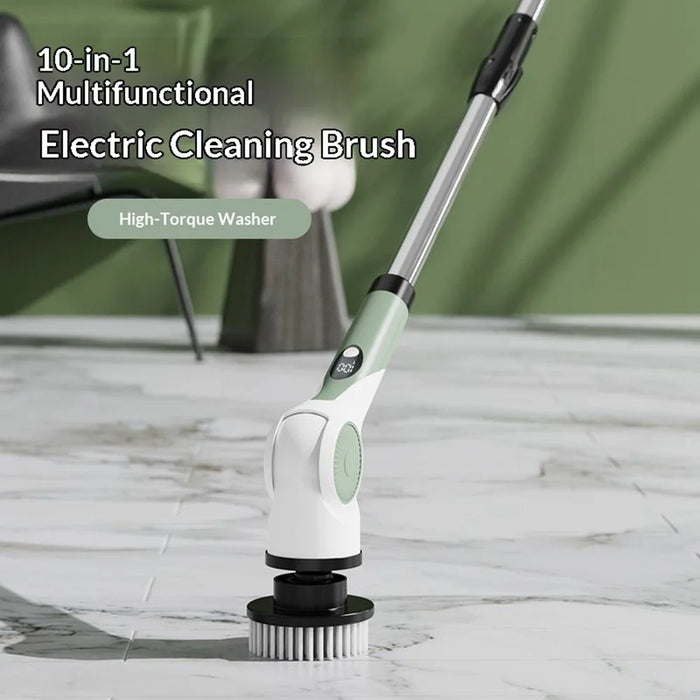 X90 IPX7 Waterproof 25W High Power 10 in 1 Cordless Electric Cleaning Brush with 10 Brush Heads - Light Green - 3
